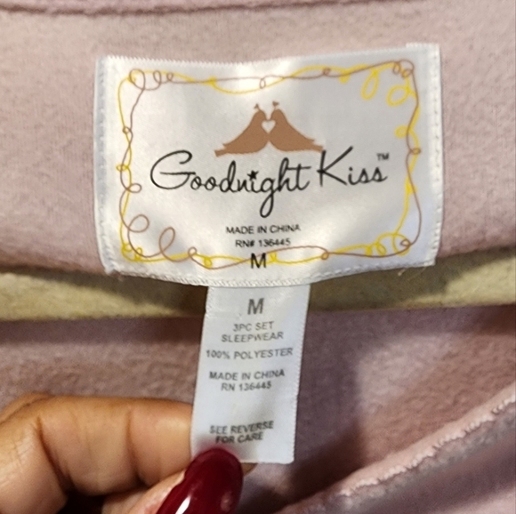 Goodnight Kiss Pink Plaid Cozy Pajama Set Size M - Picture 6 of 10